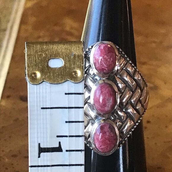 Norwegian Thulite Sterling Silver Ring Size 8 - Picture 6 of 8